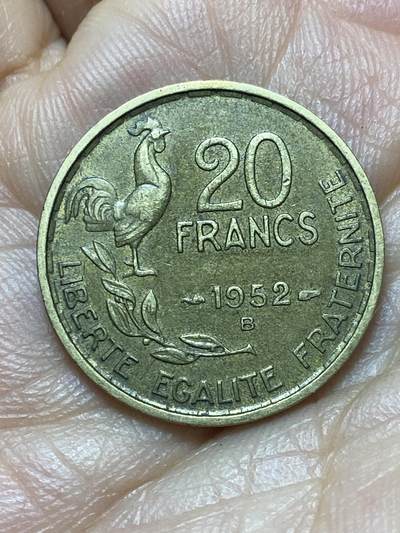 2026年第六场(总第一百七十五场）外国好品散币场(免佣金) - 法兰西第四共和国1952年20法郎(B标，博蒙莱罗热造，4羽版)