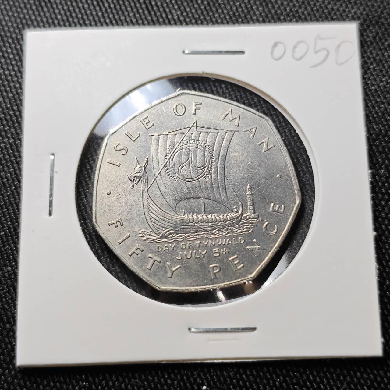 KK钱币收藏小铺  第400期  百期特拍（四拍之四）2月预留时间 周末发货  1979马恩岛50便士 海盗船 纪念币