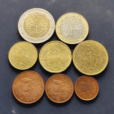 【全场包邮】纯粹捡漏拍494场 - 法国1999-2001年首发版欧元8枚套币