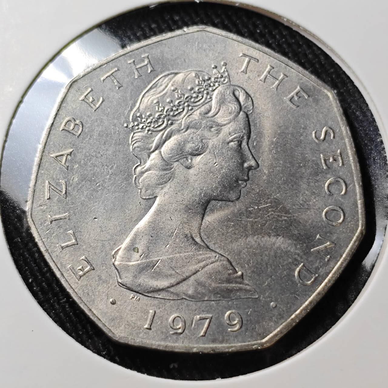 KK钱币收藏小铺  第400期  百期特拍（四拍之四）2月预留时间 周末发货  1979马恩岛50便士 海盗船 纪念币