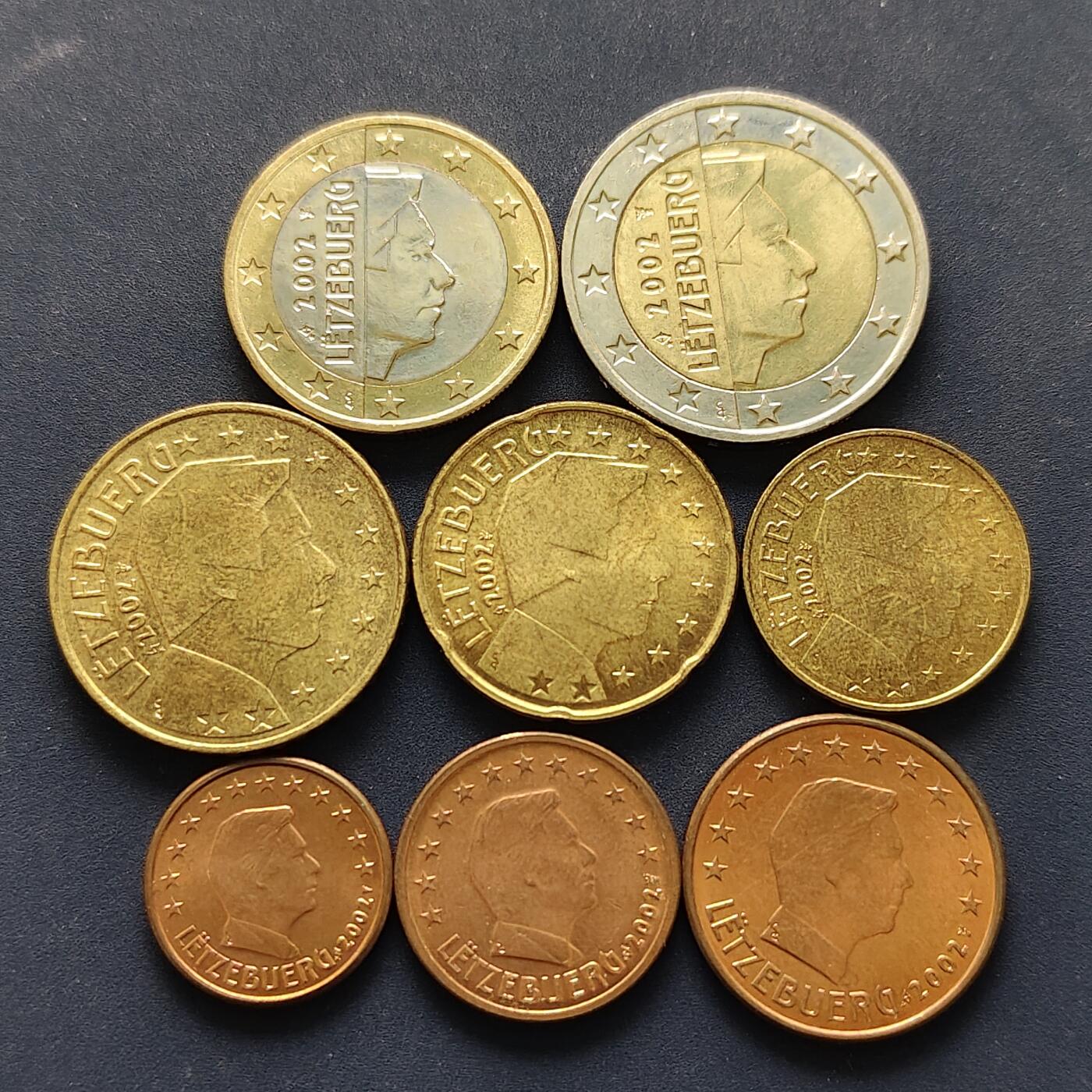 【全场包邮】纯粹捡漏拍494场 卢森堡2002年首发版欧元8枚套币