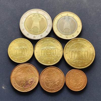 【全场包邮】纯粹捡漏拍494场 - 德国2002年首发版欧元8枚套币