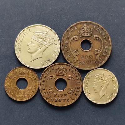 【全场包邮】纯粹捡漏拍494场 - 东非1949-1952年乔治六世5枚套币
