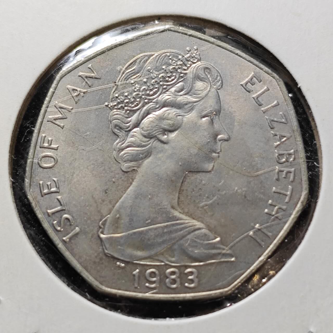 KK钱币收藏小铺  第400期  百期特拍（四拍之四）2月预留时间 周末发货  1983马恩岛50便士纪念币 圣诞节系列