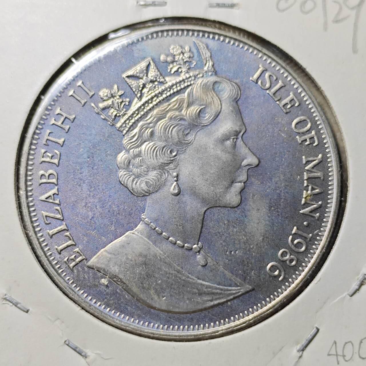 KK钱币收藏小铺  第400期  百期特拍（四拍之四）2月预留时间 周末发货   1986马恩岛1克朗纪念币