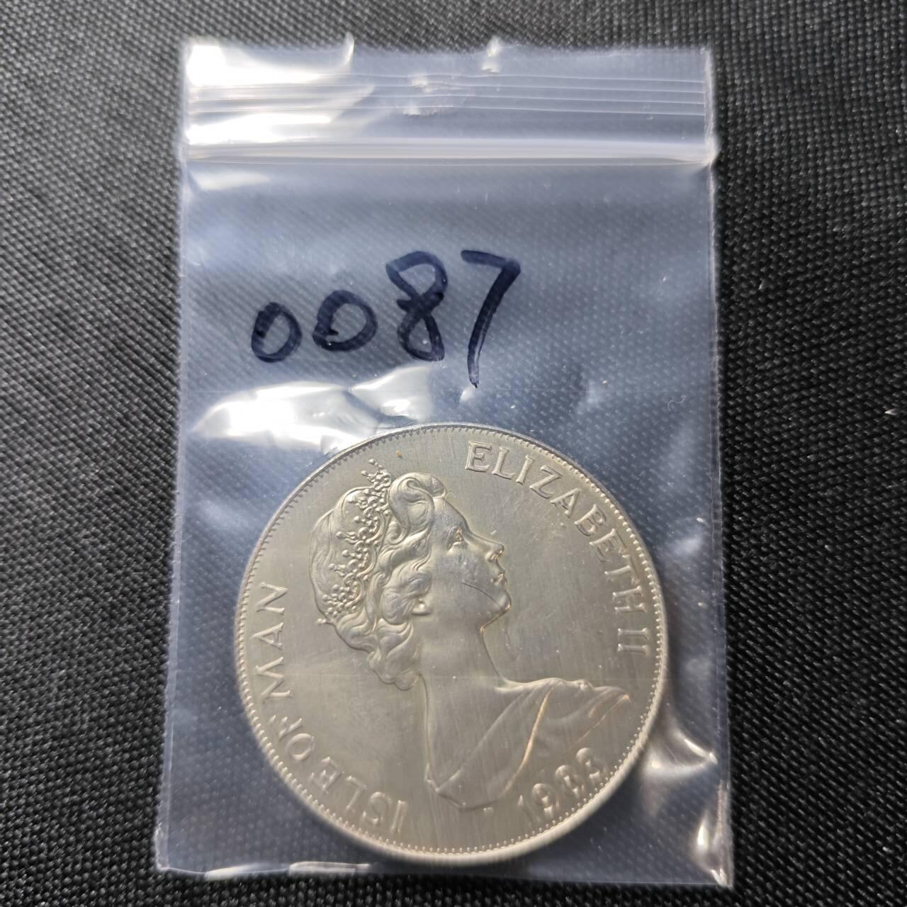 KK钱币收藏小铺  第400期  百期特拍（四拍之四）2月预留时间 周末发货   1983马恩岛1克朗纪念币 载人飞行飞机二百周年纪念