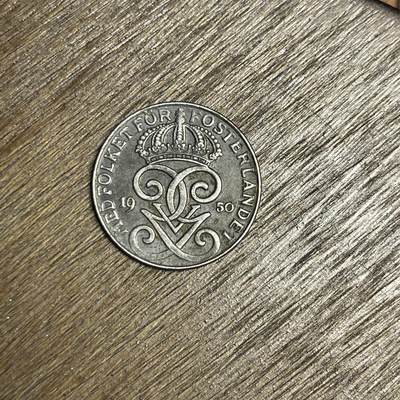 【铜匠收藏】★第137场★散币场。不寄存，30包邮。不满30元，支付5元运费。《接受代拍 代送NGC评级》 - 100【无寄存】1950 瑞典 2欧尔 铁币