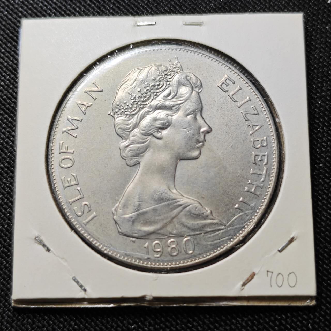 KK钱币收藏小铺  第400期  百期特拍（四拍之四）2月预留时间 周末发货  1980马恩岛1克朗纪念币 赛马200周年纪念
