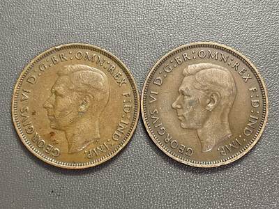 回流0110 - 英国1945、1946乔治六世1便士两枚