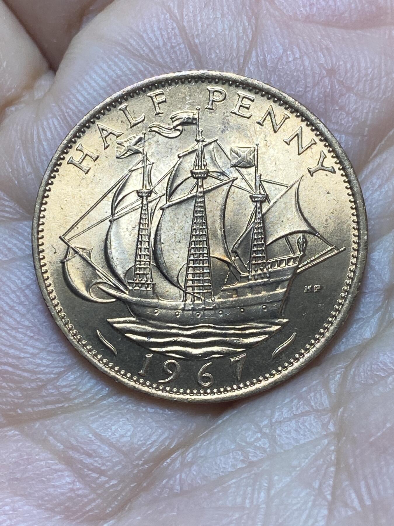 2026年第六场(总第一百七十五场）外国好品散币场(免佣金) 原光好品–英国🇬🇧1967年半便士(伊丽莎白二世青年桂冠第二版，普制币关门年)