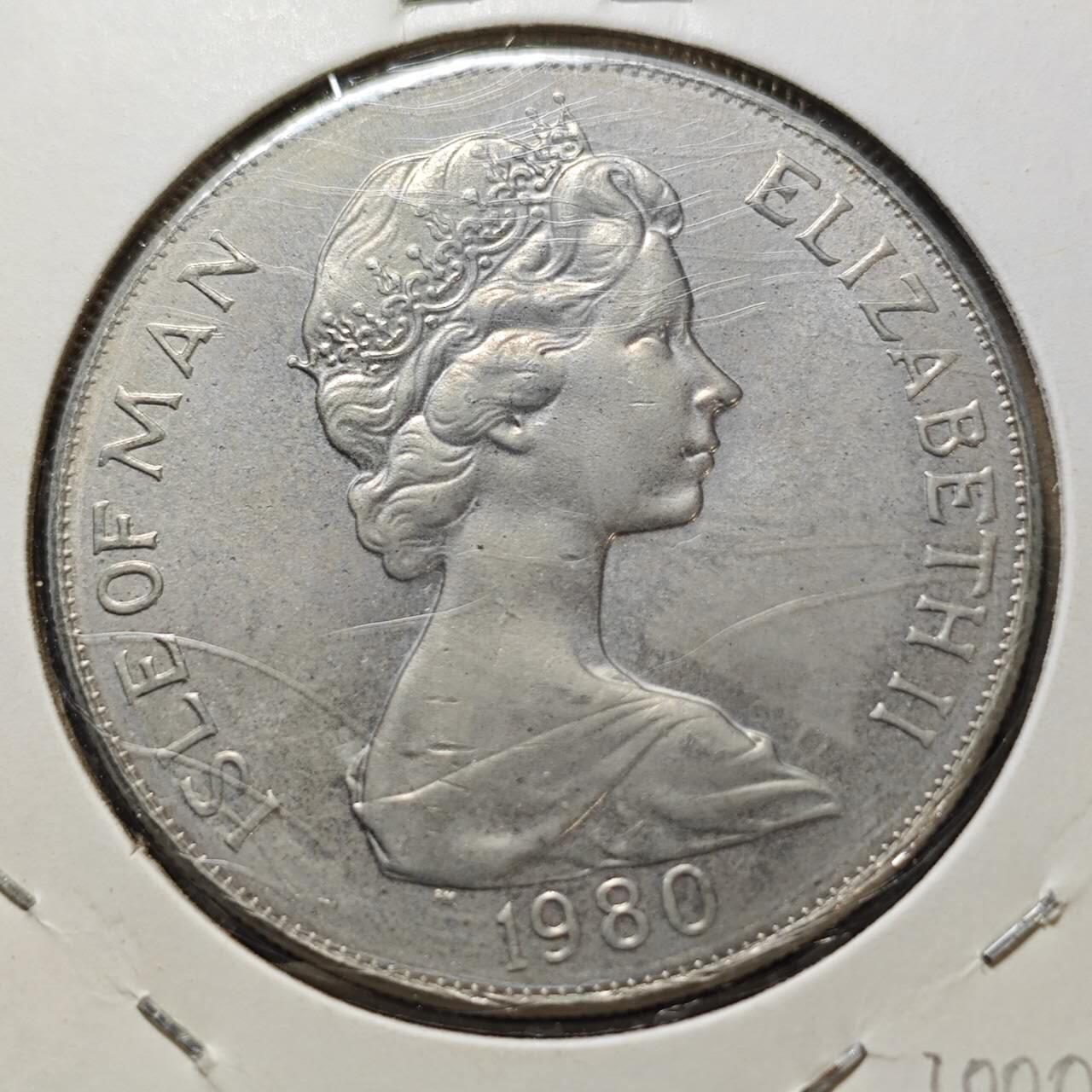 KK钱币收藏小铺  第400期  百期特拍（四拍之四）2月预留时间 周末发货  1980马恩岛1克朗纪念币 冬季运动会纪念