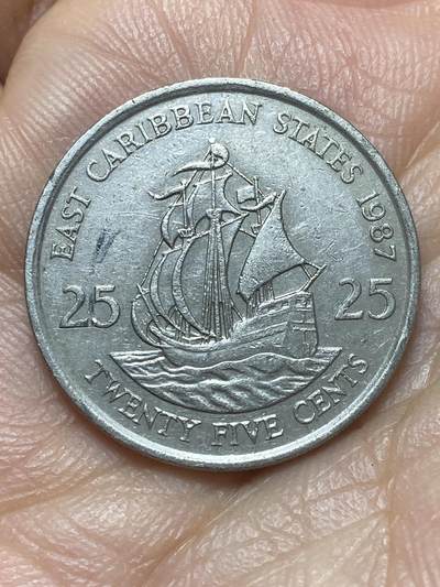 2026年第六场(总第一百七十五场）外国好品散币场(免佣金) - 东加勒比1987年25分(伊丽莎白二世中年花冠)