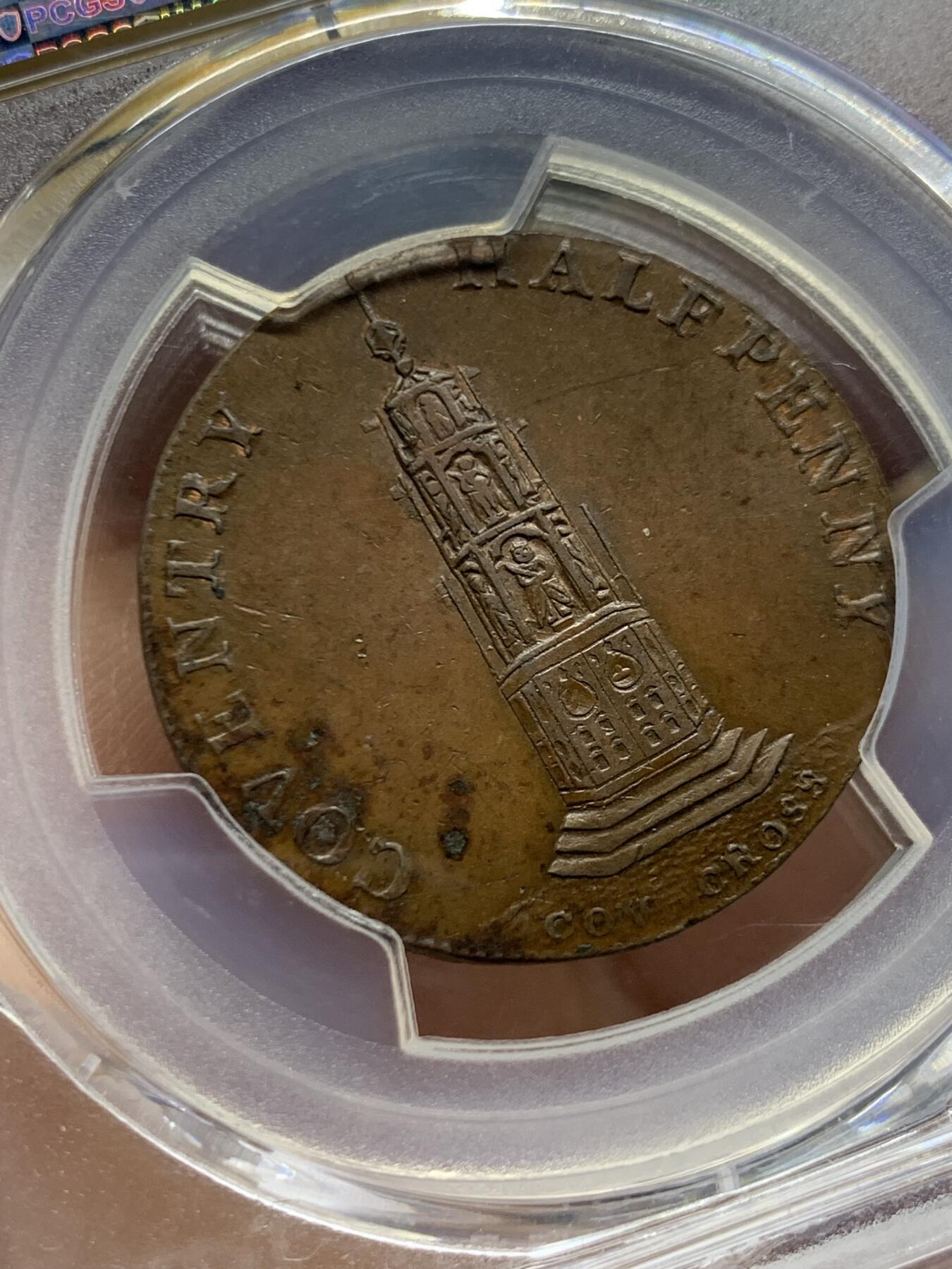 《竞宝斋》第456场 周日，周一，周二   3场连拍 （全场包邮）欢迎送拍 PCGS MS62BN 英国1794 考文垂1/2 便士（塔版） ，Token名誉品，比象版少见很多