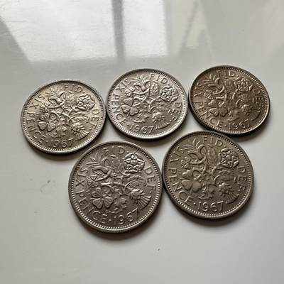 🌹外币初藏🌹🐯2026年第6场  每周二四六晚8️⃣点 接代拍 - 英国1967年三便士 好品5枚 