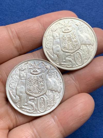 《竞宝斋》第456场 周日，周一，周二   3场连拍 （全场包邮）欢迎送拍 - 两枚一组 澳大利亚1966年50分银币