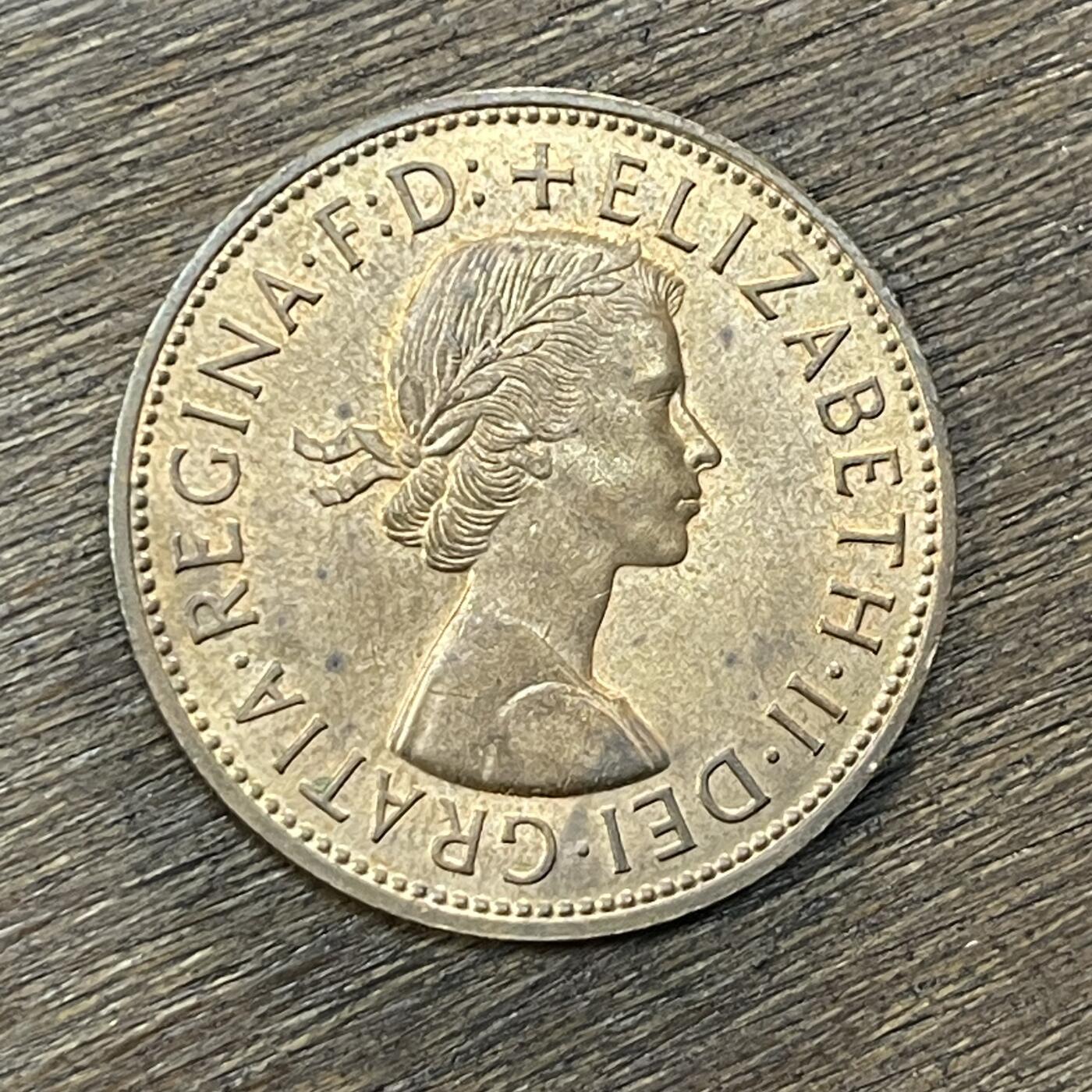 【铜匠收藏】★第138场★散币场。不寄存，30包邮。不满30元，支付5元运费。《接受代拍 代送NGC评级》 42【无寄存】1961年英国1便士不列颠女神伊丽莎白女王铜币