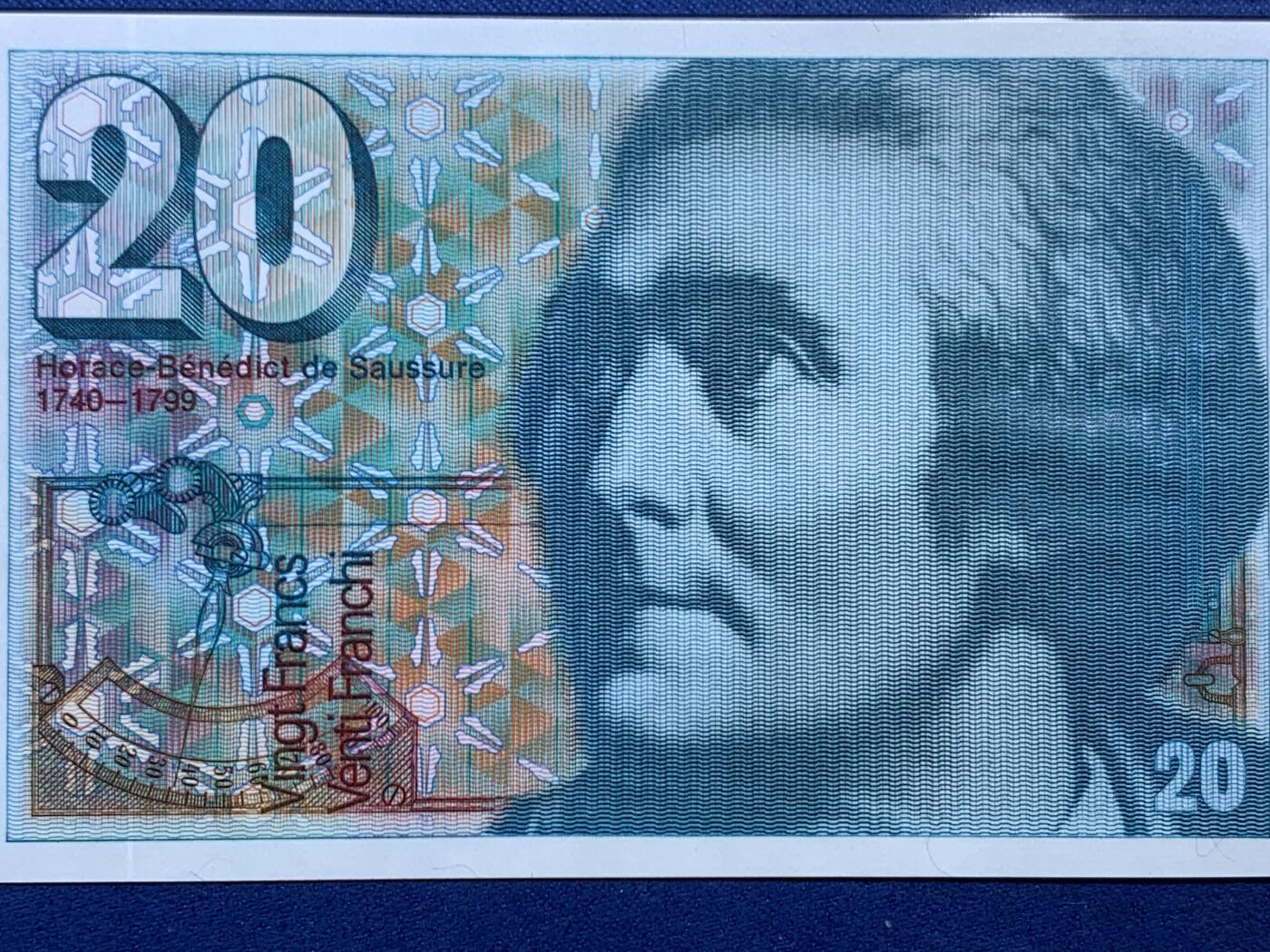 《竞宝斋》第456场 周日，周一，周二   3场连拍 （全场包邮）欢迎送拍 PMG 66EPQ 瑞士 1992年 登山家萨苏尔 20法郎