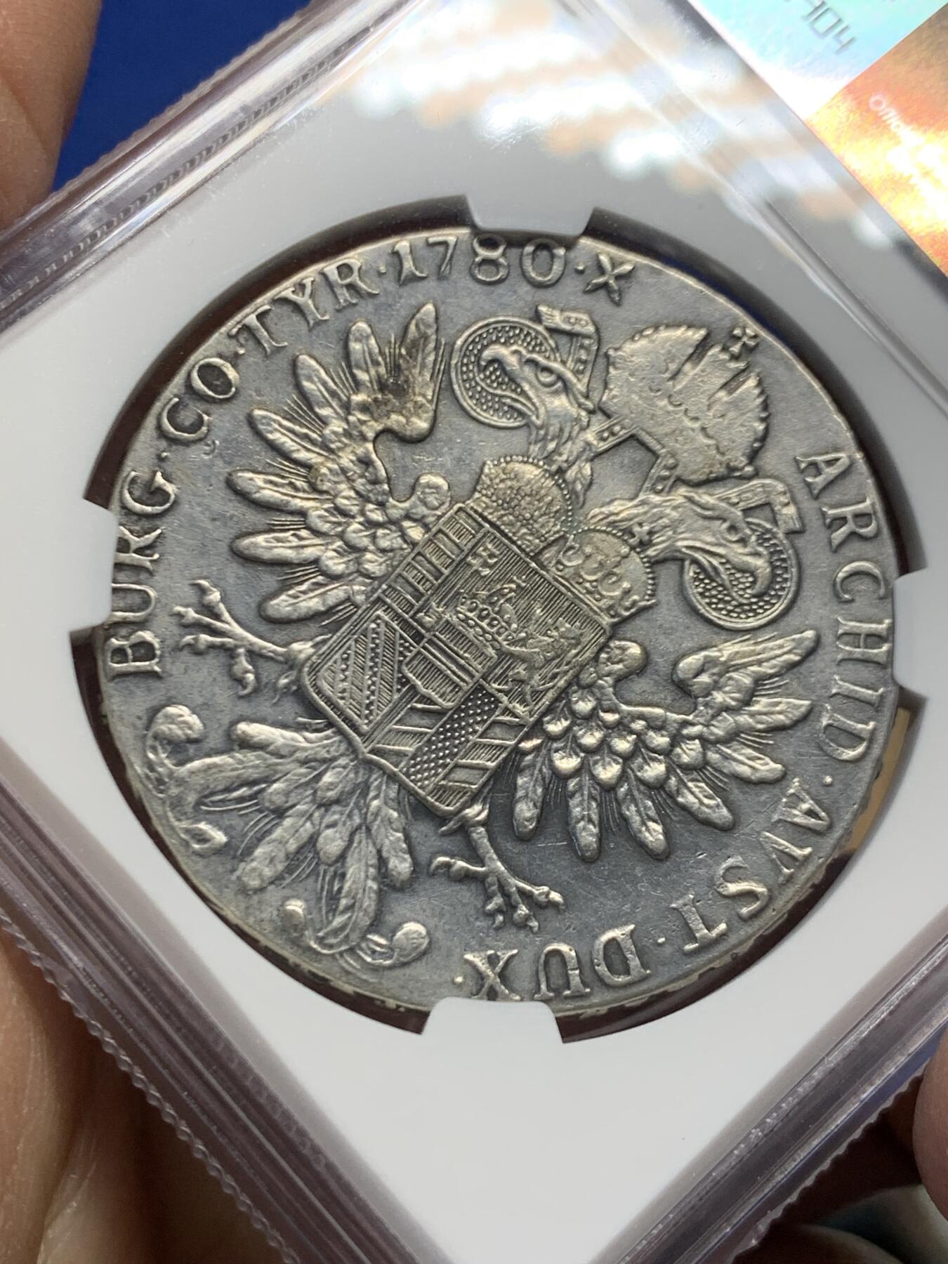 《竞宝斋》第456场 周日，周一，周二   3场连拍 （全场包邮）欢迎送拍 NGC AUD 1780后铸大奶妈泰勒银币