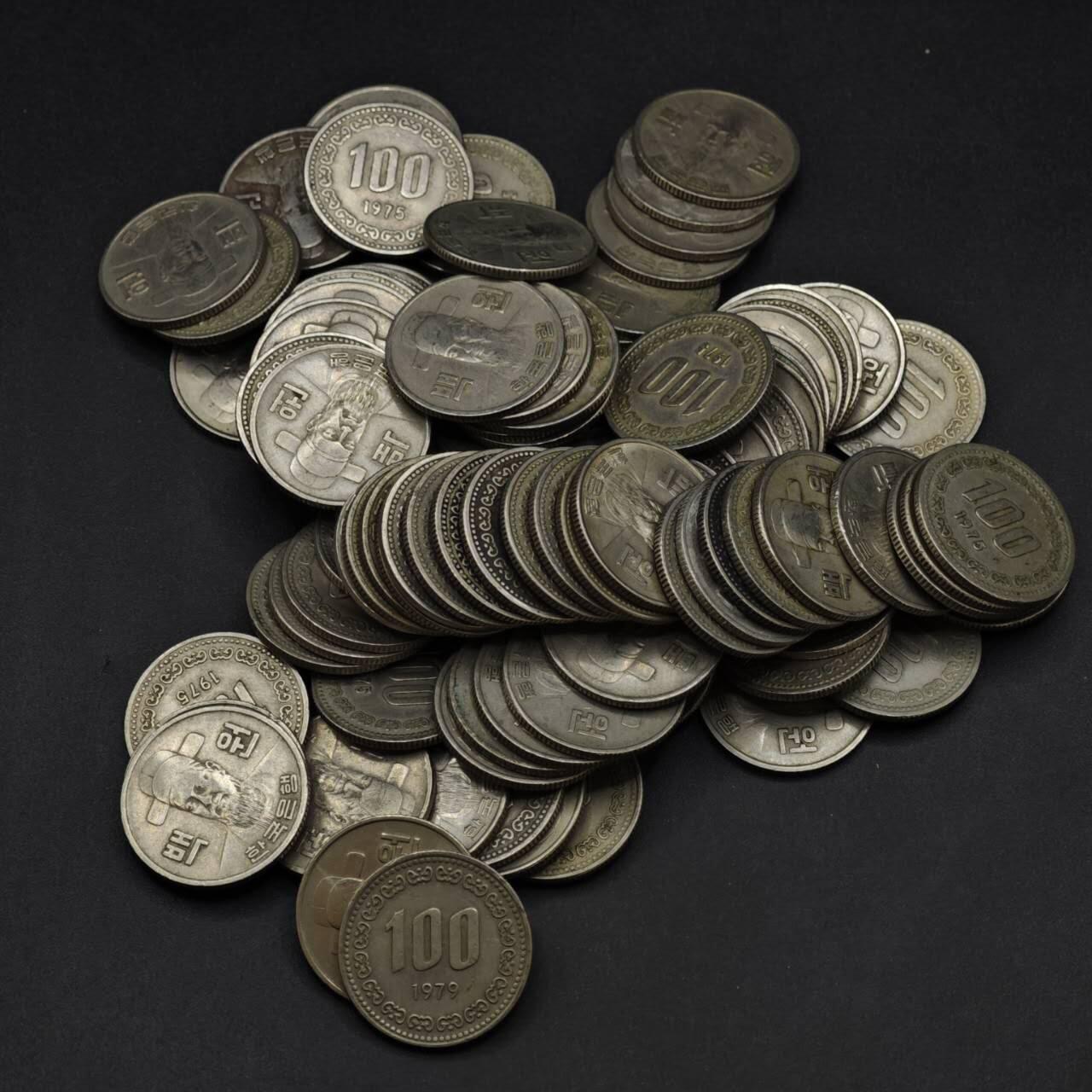 【淘币小摊】实时拍第八百四十六拍   散币场   满百包邮可预留二周 每周一统一发货   韩国100元100枚