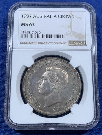 《竞宝斋》第456场 周日，周一，周二   3场连拍 （全场包邮）欢迎送拍 - NGC MS63 澳大利亚 1937年 乔治六世 高银克朗