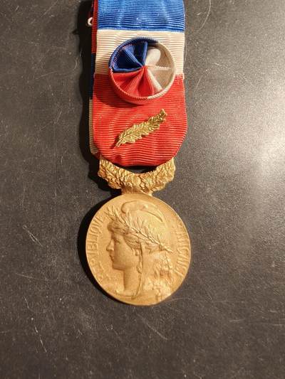 老王徽章第176期 - 法国金级劳动荣誉奖章   1968年实发   金棕榈勋饰