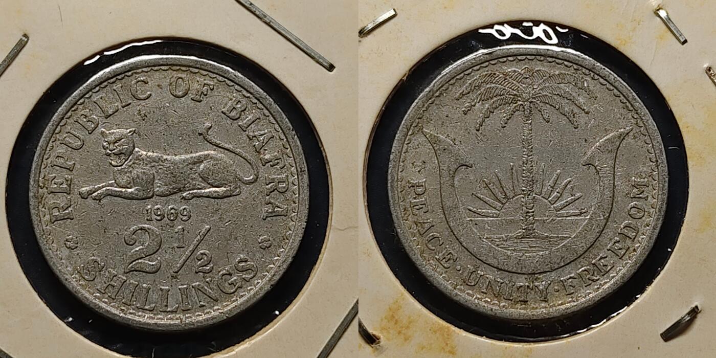 【全场包邮】纯粹捡漏拍494场 比夫拉1969年3枚套币 UNC品相