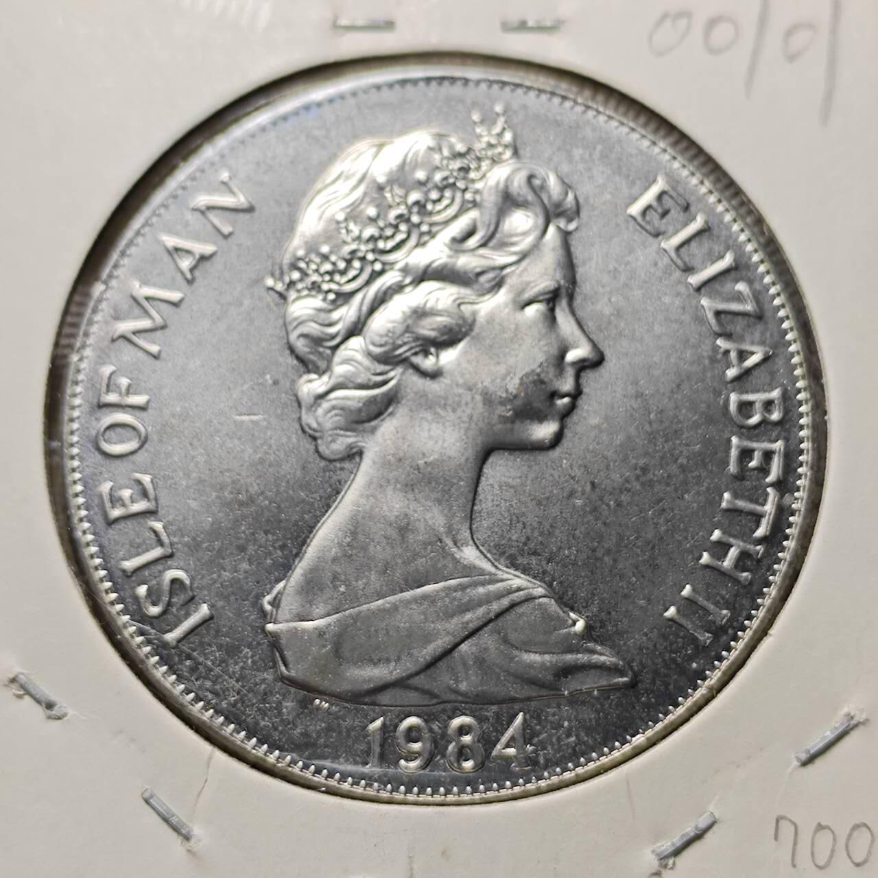 KK钱币收藏小铺  第400期  百期特拍（四拍之四）2月预留时间 周末发货   1984马恩岛1克朗纪念币 洛杉矶奥运会纪念