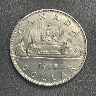 回流0119 - 加拿大1975年1加元纯镍币 独木舟、北极光