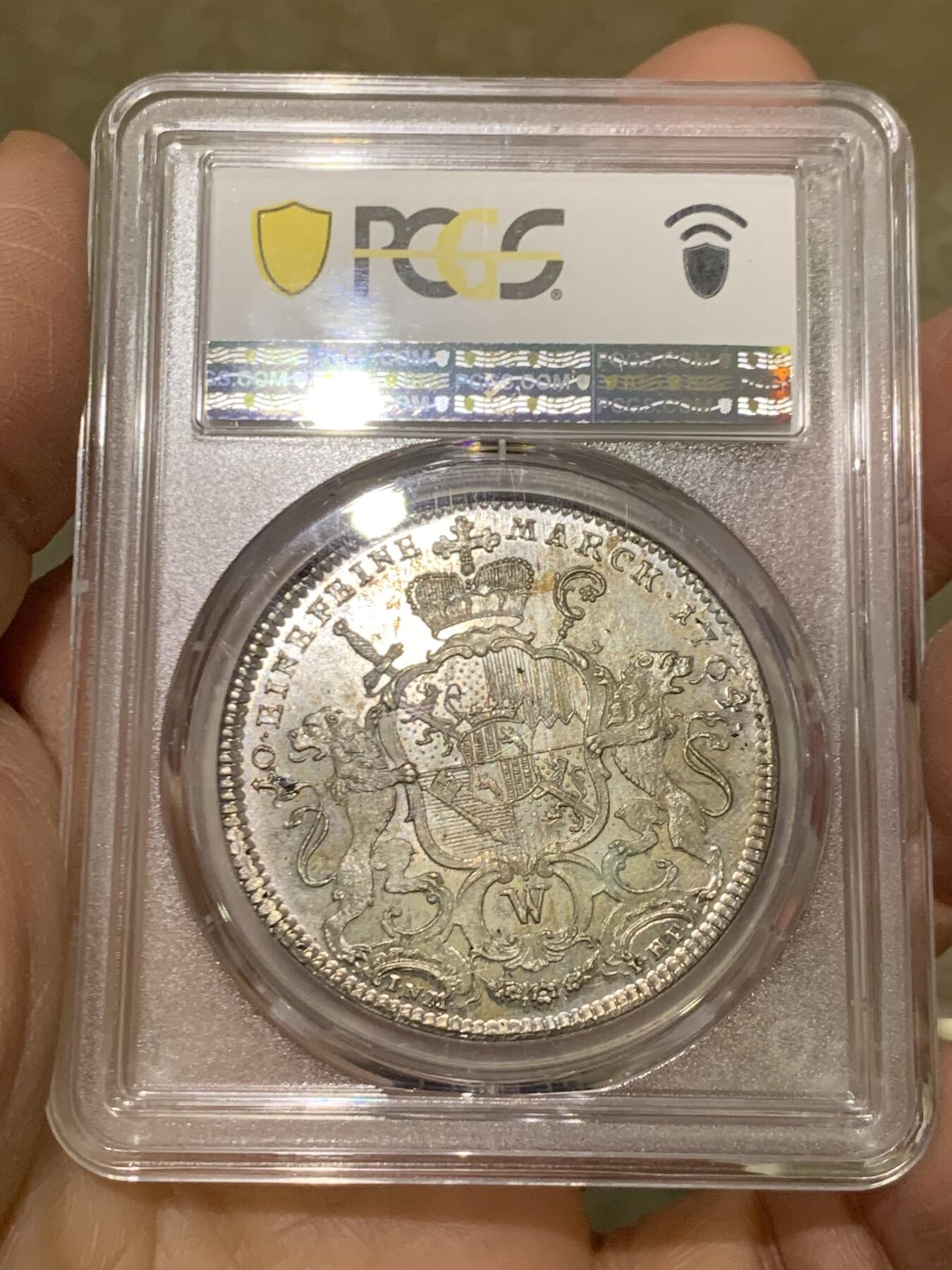 《竞宝斋》第456场 周日，周一，周二   3场连拍 （全场包邮）欢迎送拍 唯一冠军 PCGS MS63 德国 1764 维尔茨堡主教区 泰勒大银币 PL质感 极美藏品