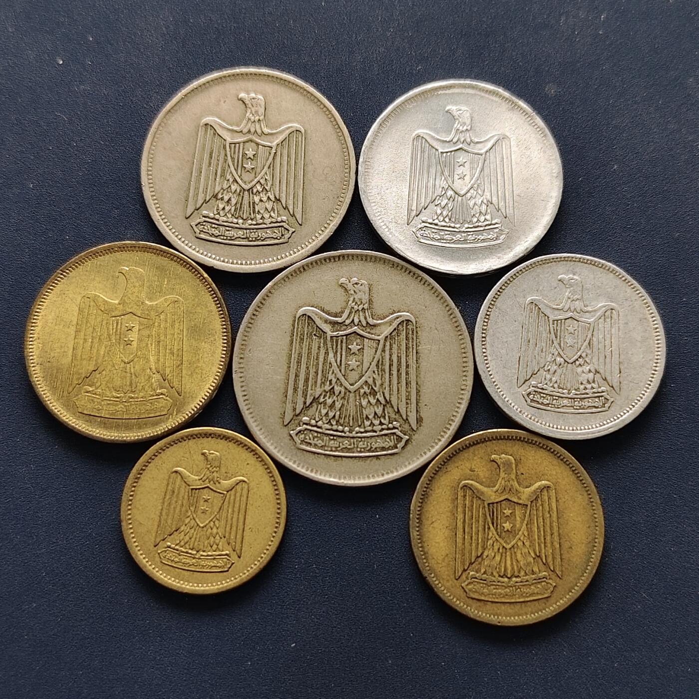 【全场包邮】纯粹捡漏拍494场 埃及1960-1967年阿联版7枚套币