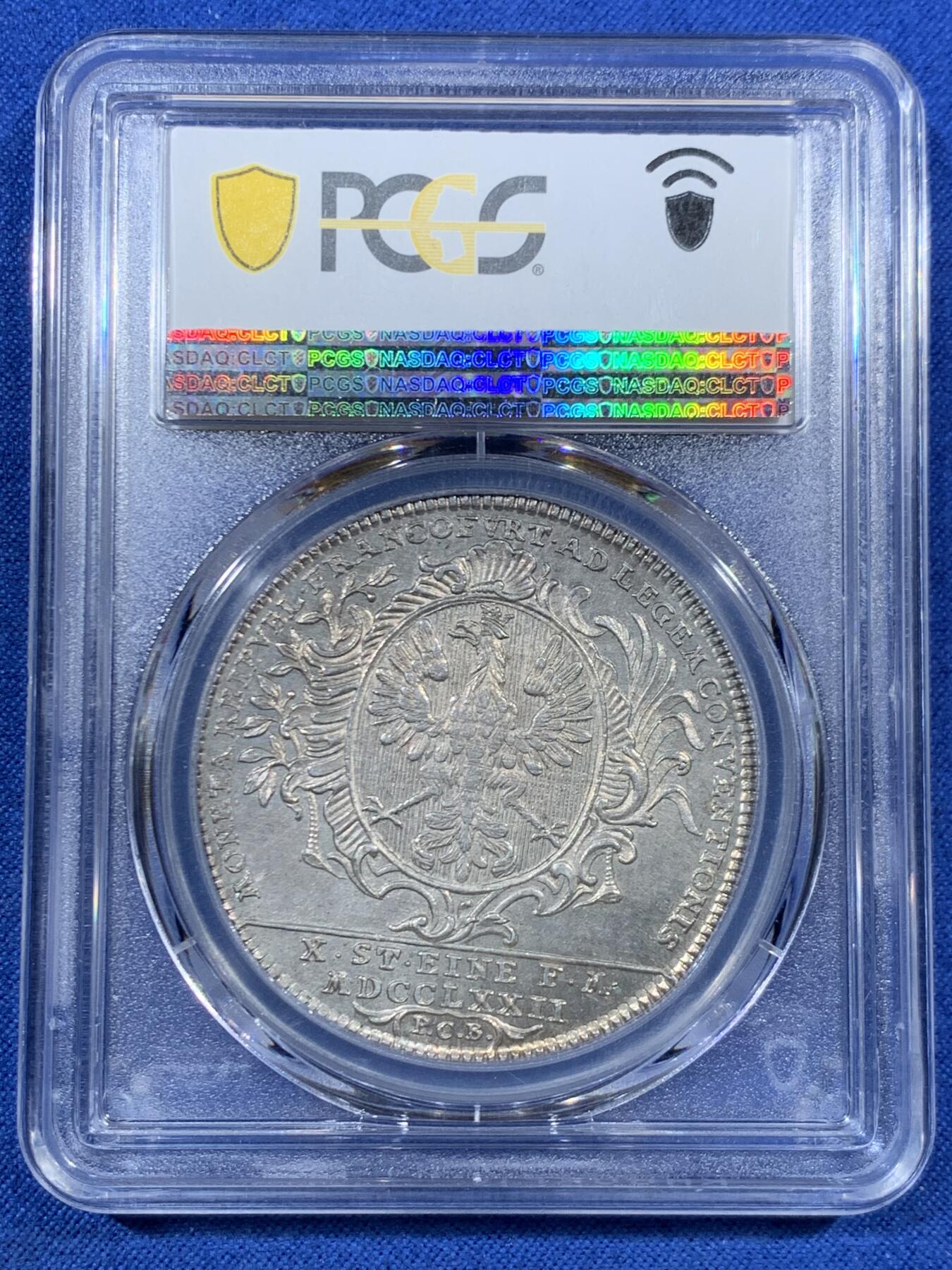 《竞宝斋》第456场 周日，周一，周二   3场连拍 （全场包邮）欢迎送拍 PCGS MS62 德国1772年法兰克福景观泰勒大银币