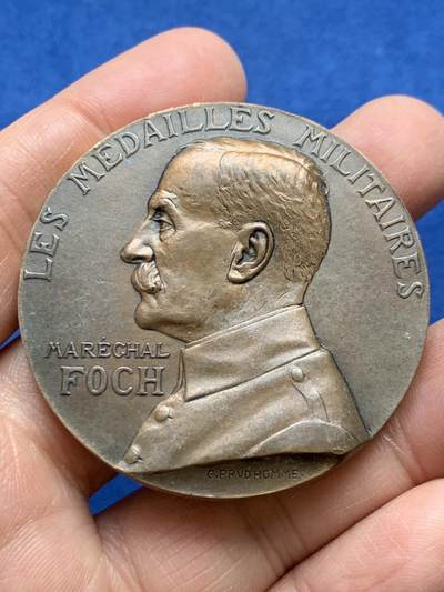 《竞宝斋》第456场 周日，周一，周二   3场连拍 （全场包邮）欢迎送拍 - 法国福煦元帅纪念铜章 1989 丰饶角铜标 76.7克 49.7mm