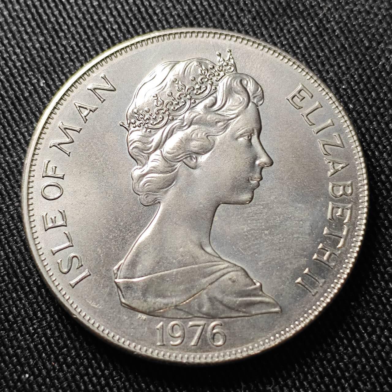 KK钱币收藏小铺  第400期  百期特拍（四拍之四）2月预留时间 周末发货  英属马恩岛1976年1克朗克朗币 有轨马电车百周年 