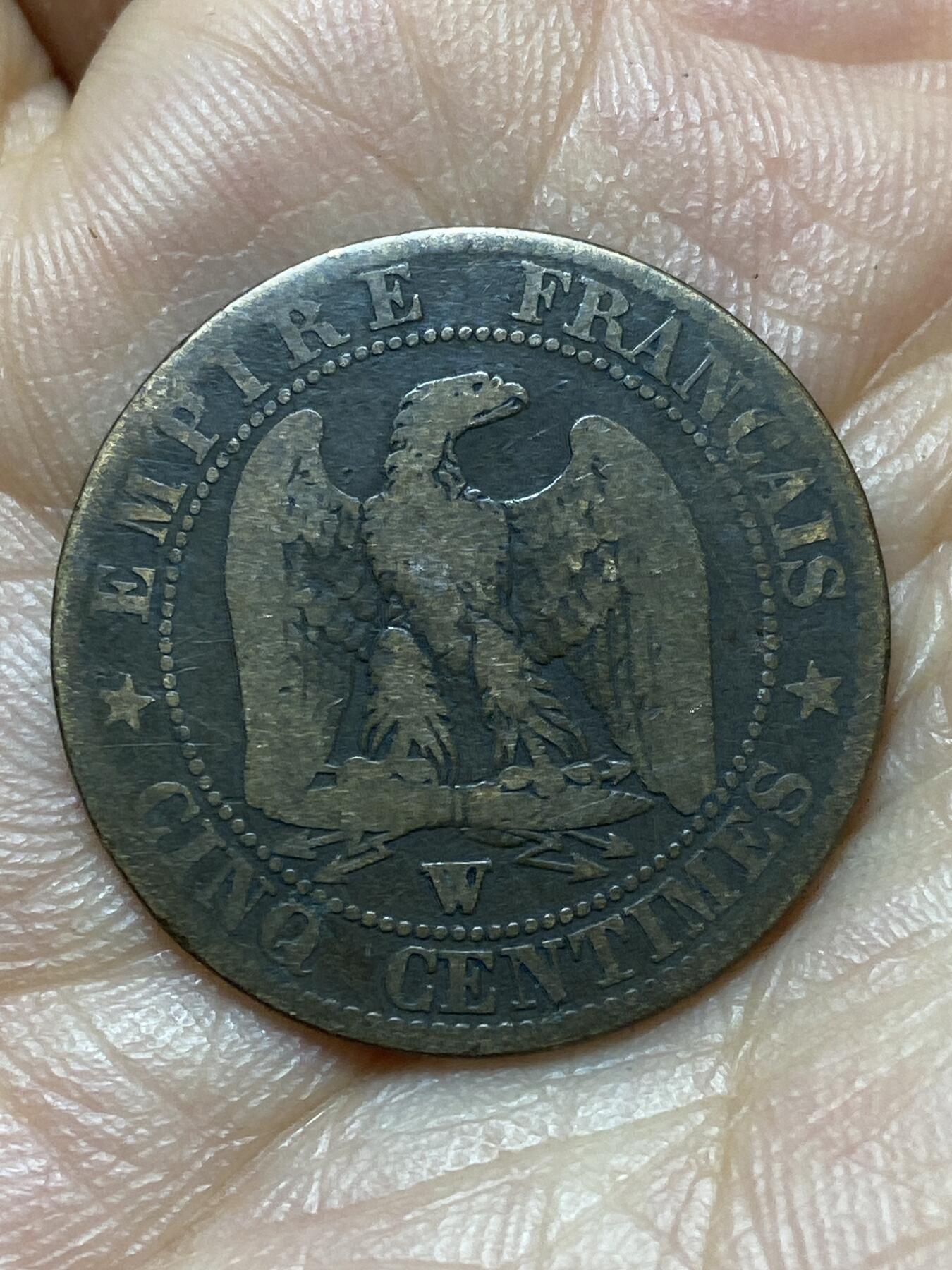 2026年第六场(总第一百七十五场）外国好品散币场(免佣金) 法兰西第二帝国1853年5生丁(拿破仑三世第一版，W标里尔造)