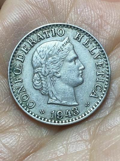 2026年第六场(总第一百七十五场）外国好品散币场(免佣金) - 少见年份–瑞士🇨🇭1943年20拉彭(第三版，B标伯尔尼造)