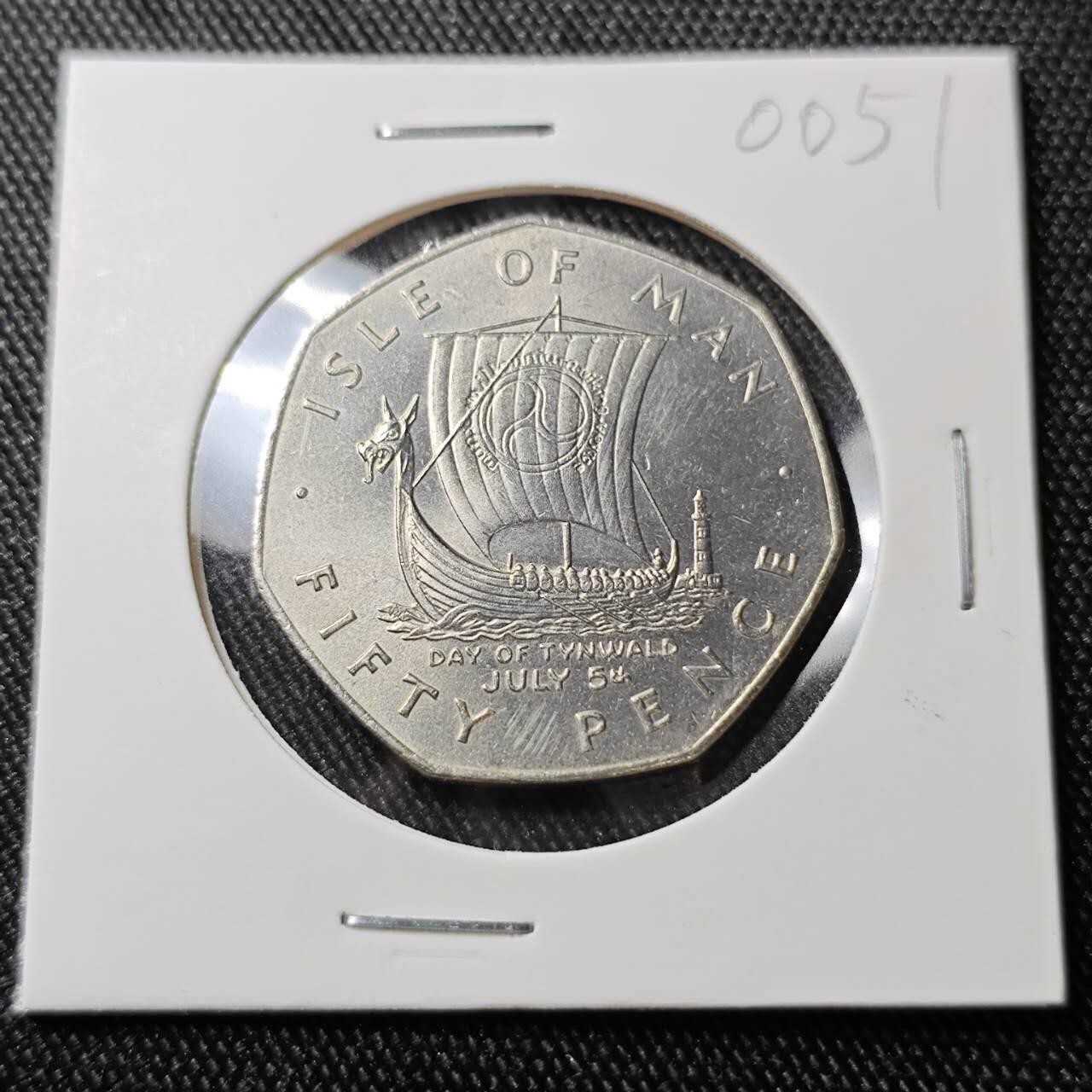 KK钱币收藏小铺  第400期  百期特拍（四拍之四）2月预留时间 周末发货  1979马恩岛50便士 海盗船 纪念币