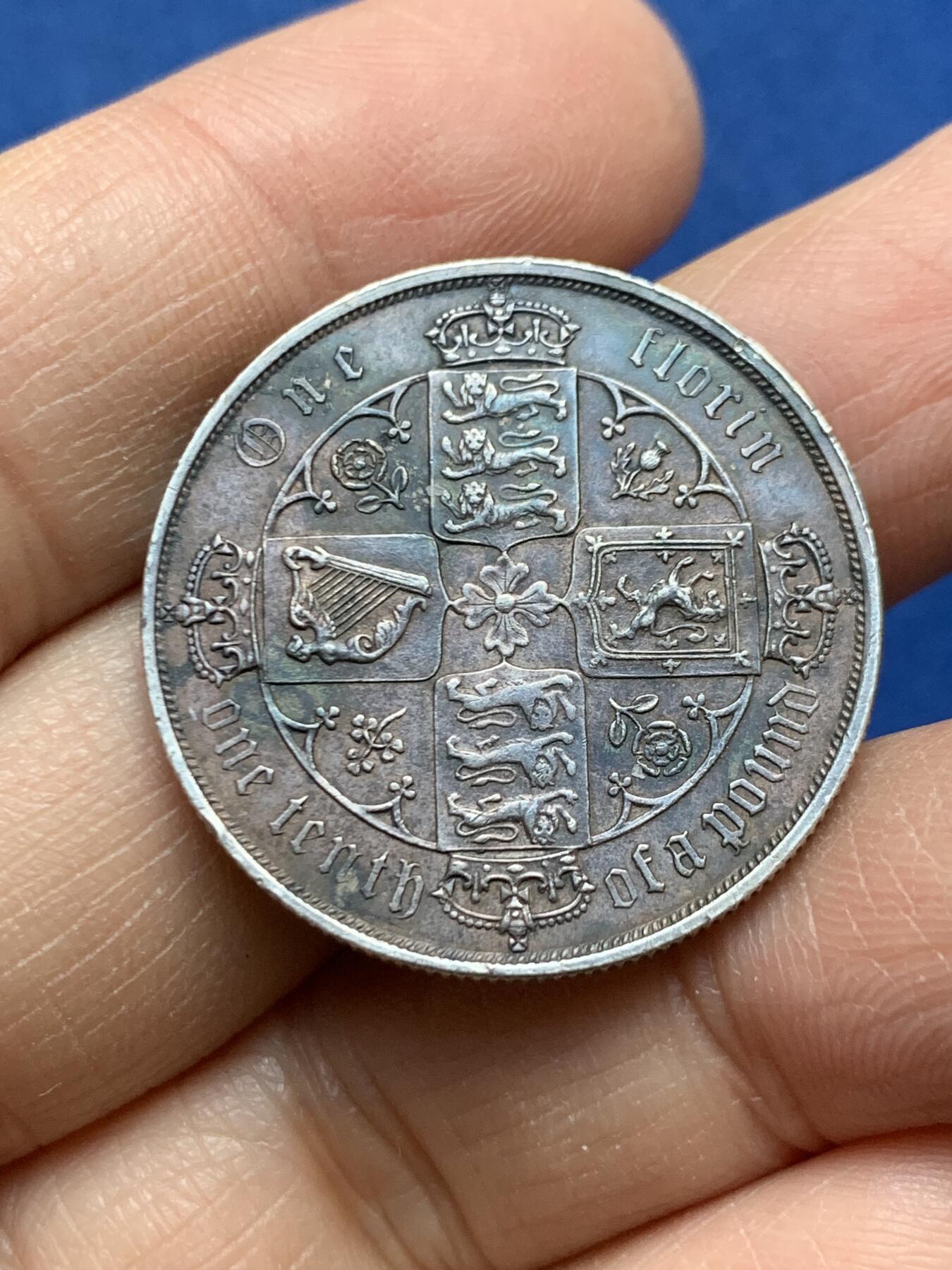 《竞宝斋》第456场 周日，周一，周二   3场连拍 （全场包邮）欢迎送拍 英国维多利亚哥特弗洛林银币