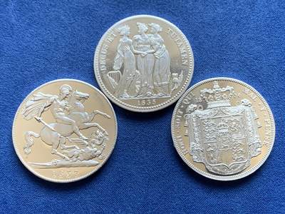 《竞宝斋》第456场 周日，周一，周二   3场连拍 （全场包邮）欢迎送拍 - 三枚一组 克朗型臆造币 材质为铝 细节见图