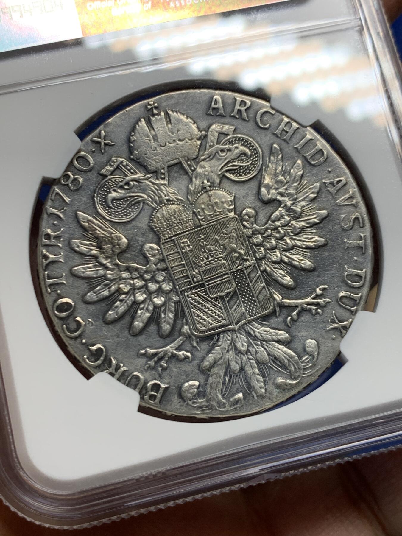 《竞宝斋》第456场 周日，周一，周二   3场连拍 （全场包邮）欢迎送拍 NGC AUD 1780后铸大奶妈泰勒银币