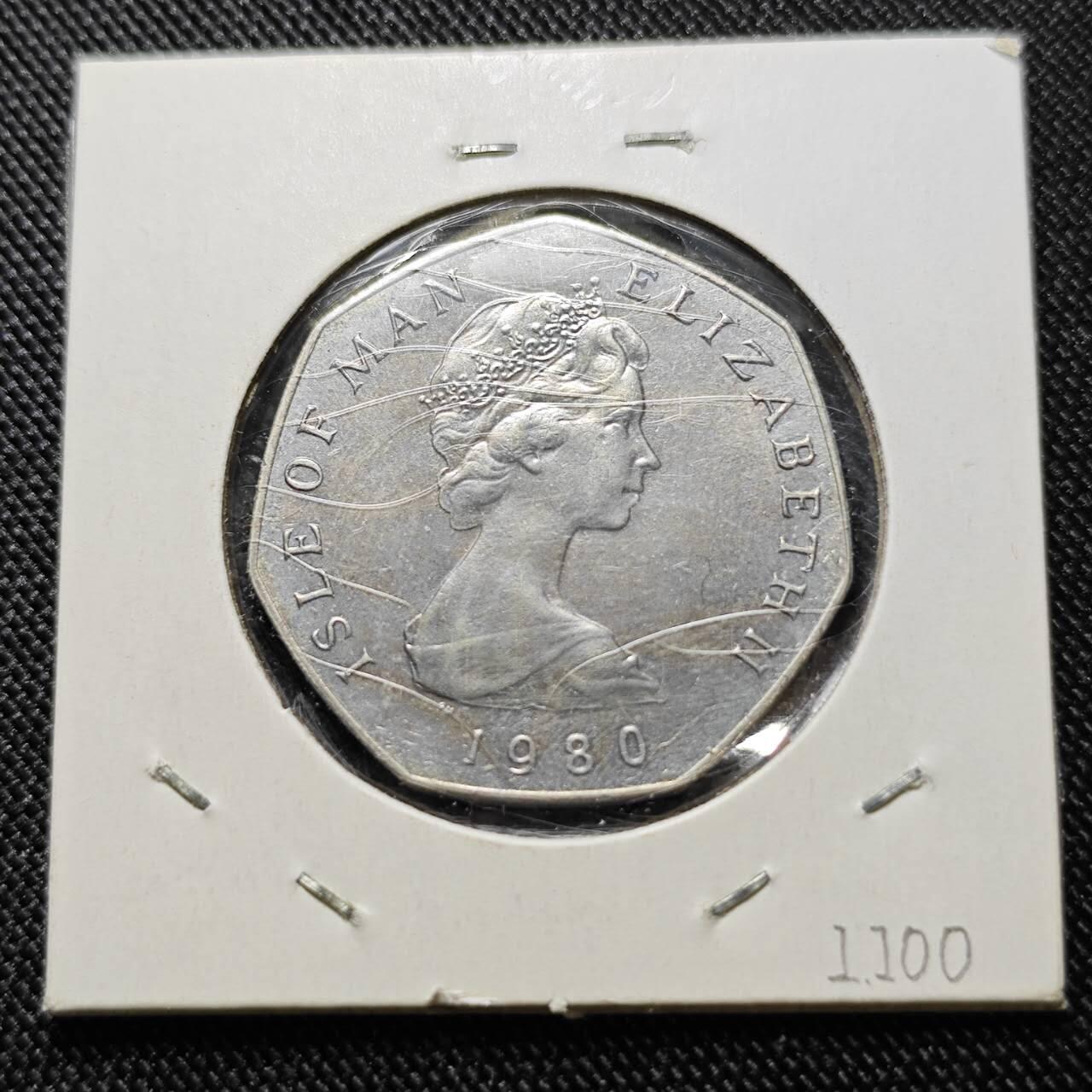 KK钱币收藏小铺  第400期  百期特拍（四拍之四）2月预留时间 周末发货  1980马恩岛50便士