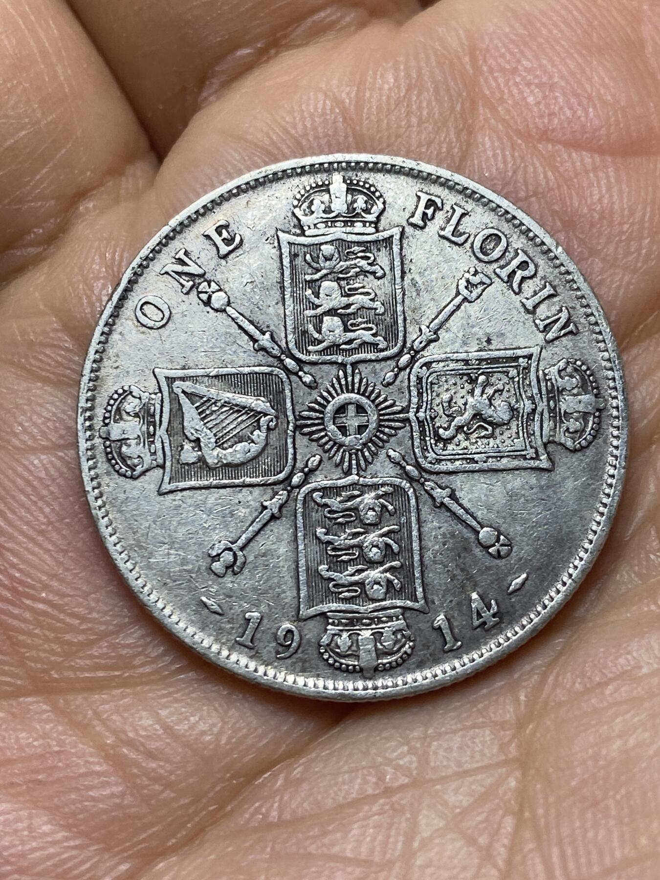 2026年第六场(总第一百七十五场）外国好品散币场(免佣金) 英国🇬🇧1914年1弗洛林银币(乔治五世第一版，925高银)