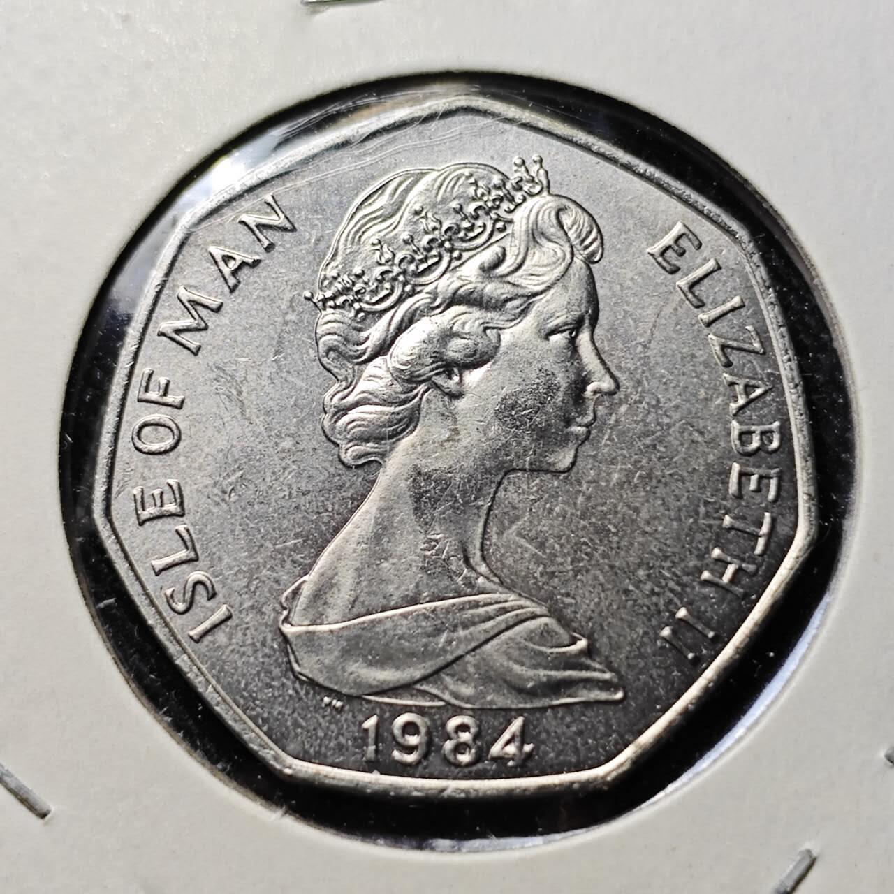 KK钱币收藏小铺  第400期  百期特拍（四拍之四）2月预留时间 周末发货  1984马恩岛50便士 赛车比赛纪念