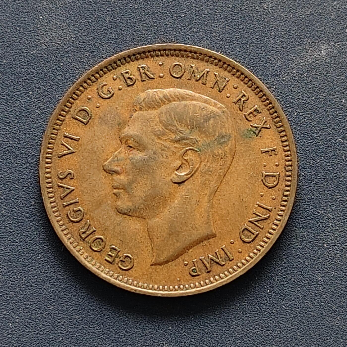 【全场包邮】纯粹捡漏拍494场 澳大利亚1939年乔治六世1/2便士铜币 UNC品相