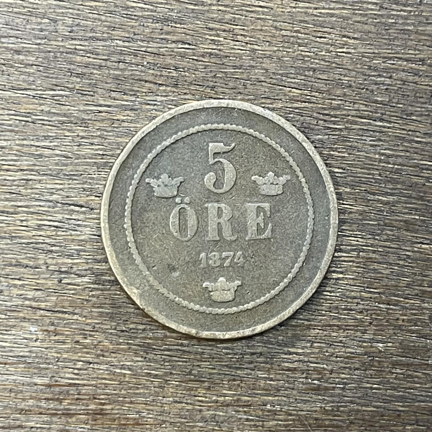 【铜匠收藏】★第138场★散币场。不寄存，30包邮。不满30元，支付5元运费。《接受代拍 代送NGC评级》 14【无寄存】瑞典 1874年5欧尔老铜币 