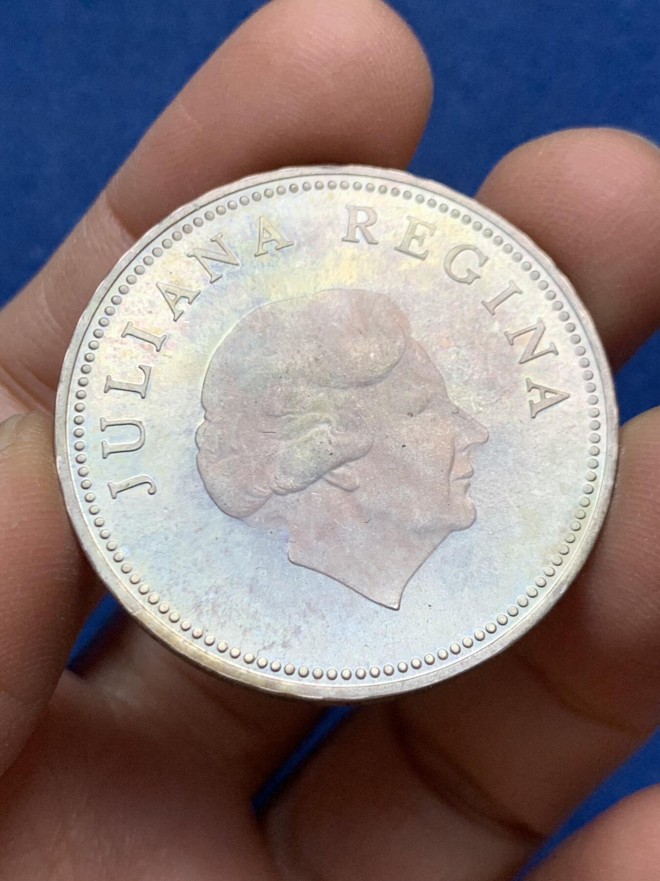 《竞宝斋》第456场 周日，周一，周二   3场连拍 （全场包邮）欢迎送拍 荷属安的列斯1978年朱莉安娜10盾大银币