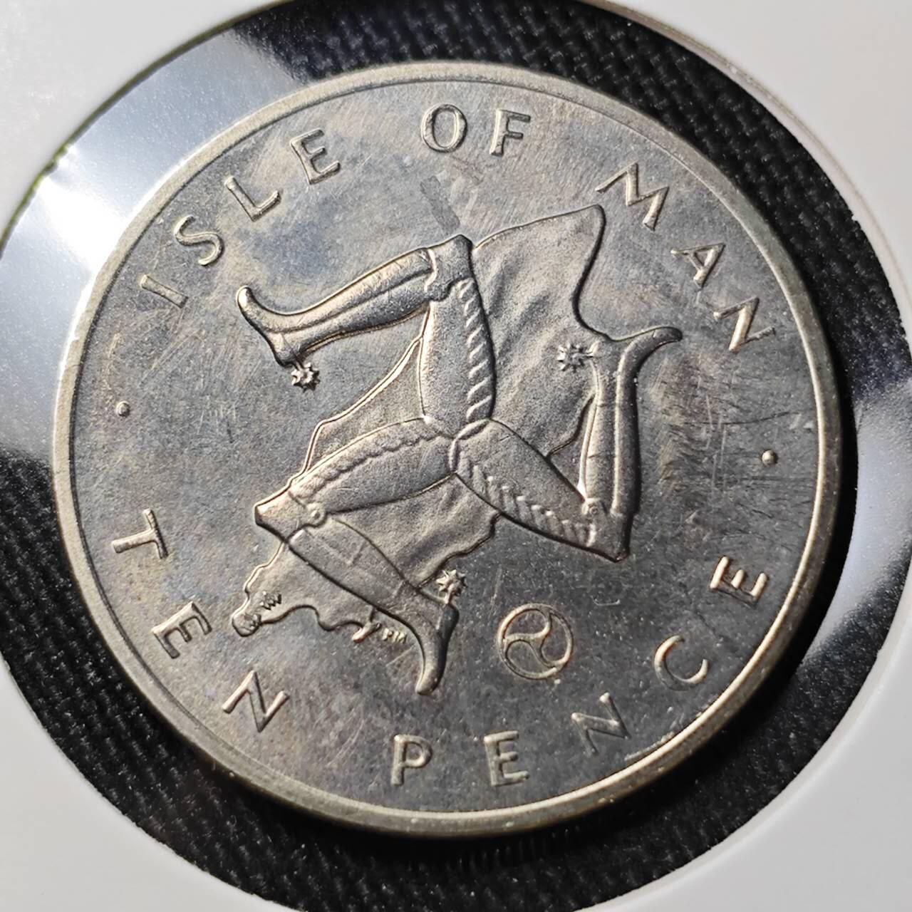 KK钱币收藏小铺  第400期  百期特拍（四拍之四）2月预留时间 周末发货   1979马恩岛10便士 带小三轮火轮