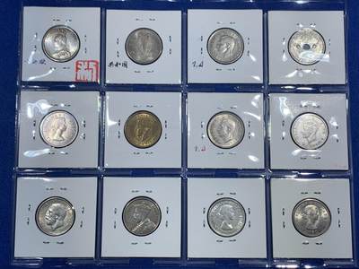 《竞宝斋》第456场 周日，周一，周二   3场连拍 （全场包邮）欢迎送拍 - 12枚一组 英属各地 1先令 银币/铜镍币/铜币