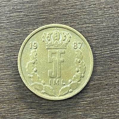 【铜匠收藏】★第138场★散币场。不寄存，30包邮。不满30元，支付5元运费。《接受代拍 代送NGC评级》 - 33【无寄存】1987年卢森堡5法朗硬币