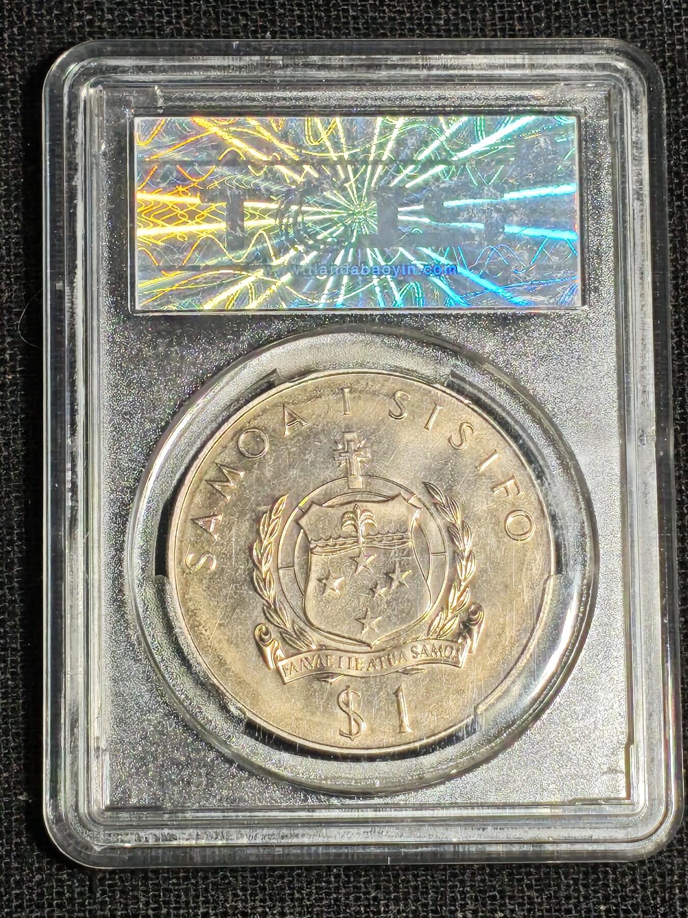 刘世昌艺术品销售中心～虎踞龙蟠*金杨在线联拍群第515期 萨摩亚1976年“蒙特利尔奥运会”纪念银币（天印评级   MS68   串号：60001790）1枚。