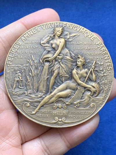 《竞宝斋》第456场 周日，周一，周二   3场连拍 （全场包邮）欢迎送拍 - 法国塞纳-马恩省议会颁发 财富双女神大铜章 112.6克 63mm 丰饶角铜标 好品